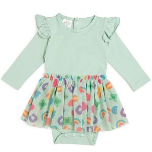 LUCKY CHARM ST. PATRICK'S DAY LONG SLEEVE TUTU BODYSUIT